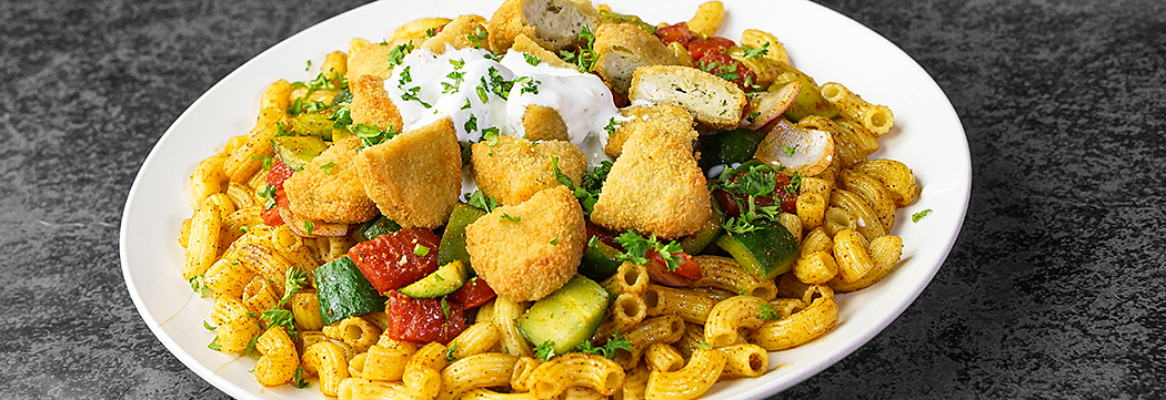 Moroccan Macaroni Salad with Haray Bharay Nuggets
