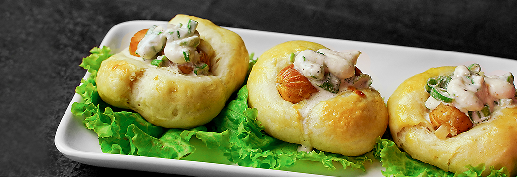 Mini Sausage Stuffed Bread Boats