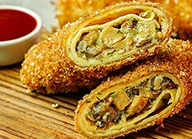 Sausage Mushroom Crepe Rolls