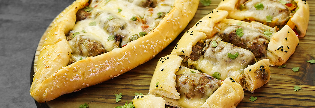 Turkish Fatayer with Kafta Kabab