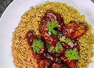 Plum Chicken Wings with Brown Rice